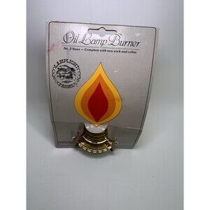 NEW Lamplight Farms Brass Oil Lamp Burner Size No. 2 w/ Wick Vintage VTG